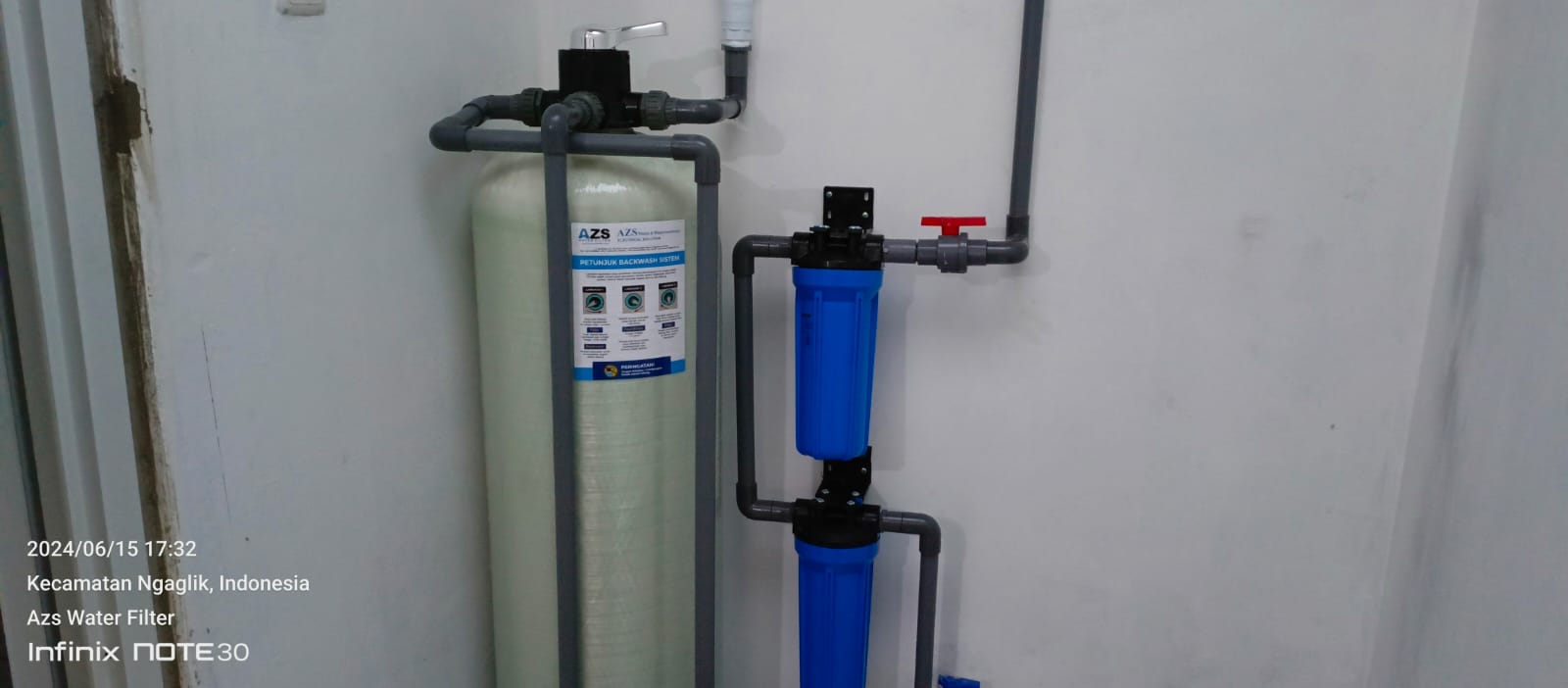 AZS Water Filter sukses memasang filter air di rumah Ibu Ita di Jl. Palagan, Sleman, mengatasi masalah air kuning dan berbau. Solusi air bersih yang jernih dan sehat