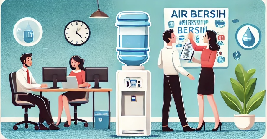 Lingkungan kerja sehat dengan air bersih dari AZS Water Filter