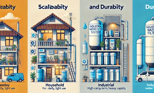 Skalabilitas dan Ketahanan
Rumah Tangga: Didesain untuk penggunaan harian tanpa beban tinggi.
Industri: Memiliki komponen yang lebih tahan lama dan sistem berkapasitas besar untuk penggunaan intensif dan jangka panjang.