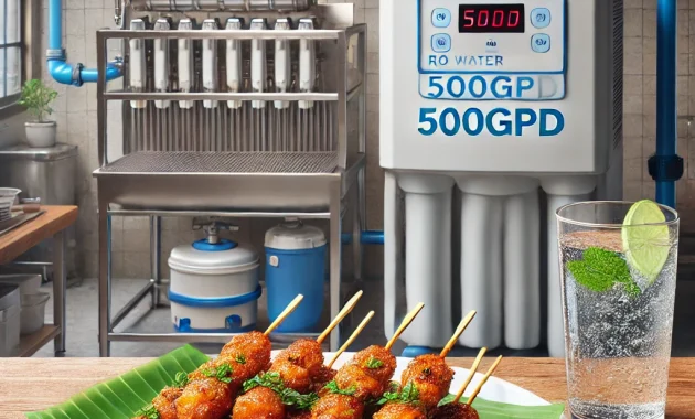 Mesin RO 500 GPD di Sate Ratu, Yogyakarta, memastikan kualitas optimal untuk mesin boiler dalam bisnis kuliner. AZS Water Filter menjadi pilihan andal untuk kebutuhan air bersih.