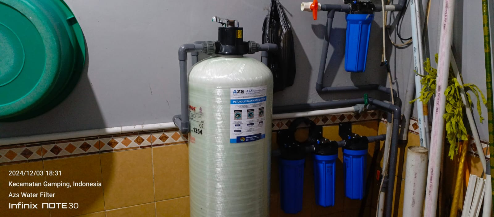 Filter penjernih air dari AZS Water Filter untuk mengatasi masalah air kuning berlumpur di Mejing Kidul, Sleman