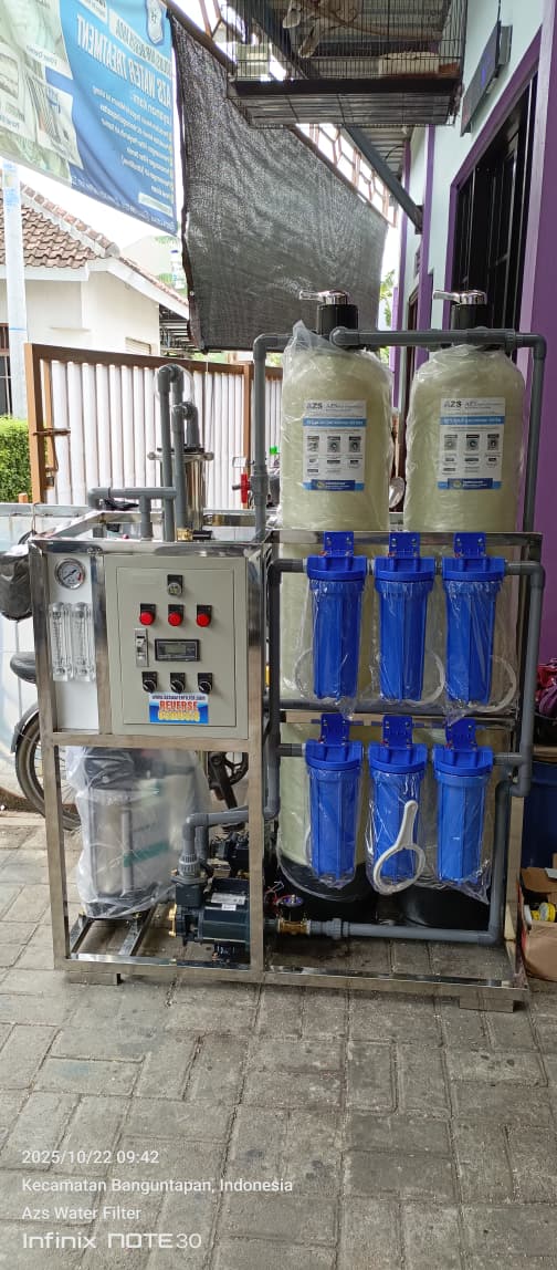 Sistem RO 2000 GPD siap pasang untuk usaha air minum isi ulang