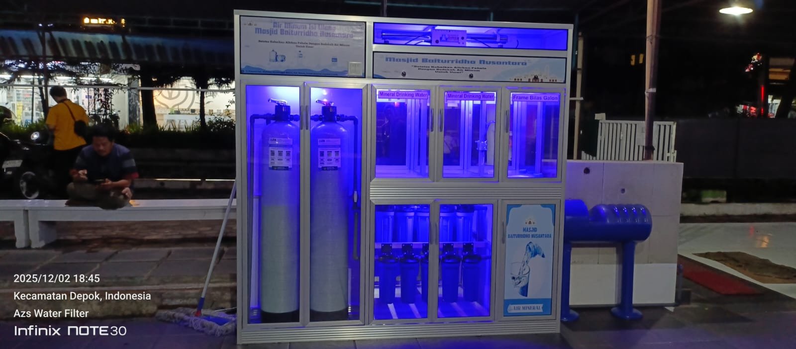 pemasangan paket DAMIU mineral minimalis di Masjid Baiturridha Nusantara Sleman