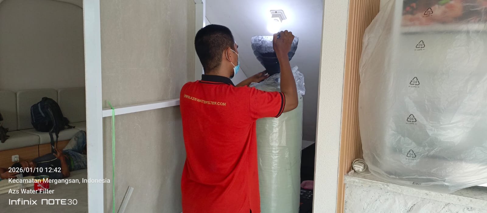 Pemasangan filter penjernih air di cafe Yogyakarta