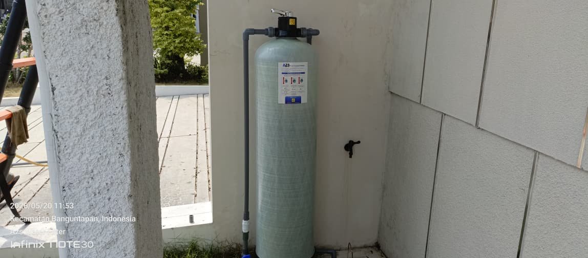 Tabung filter air 1354 sudah terpasang di Villa Banguntapan