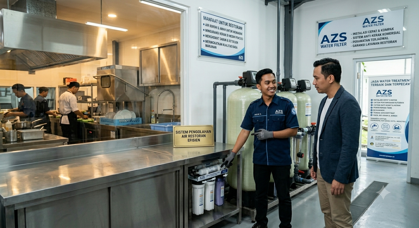 Sistem pengolahan air untuk restoran membantu menjaga kualitas air operasional, melindungi peralatan dapur, dan meningkatkan efisiensi usaha kuliner dalam jangka panjang.
