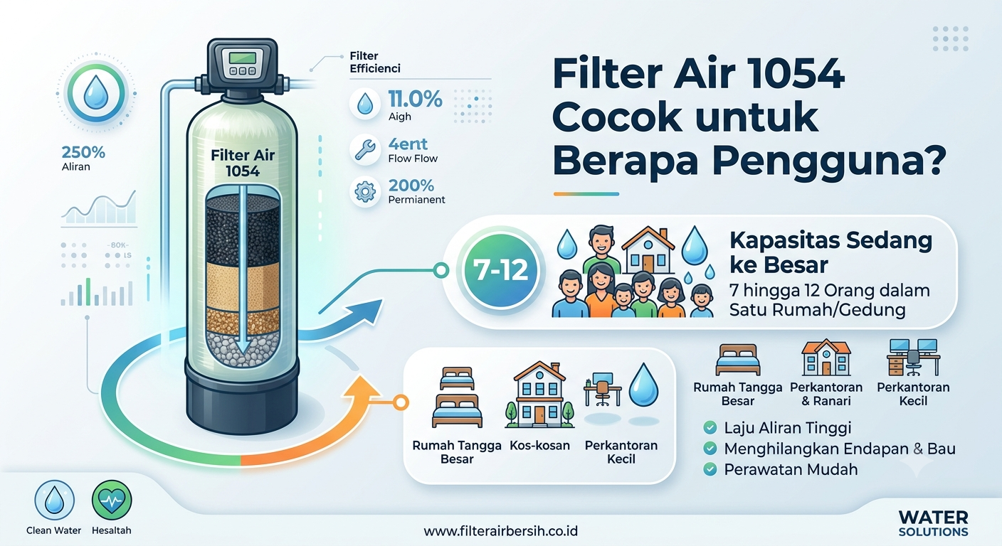 Filter air 1054 cocok untuk berapa pengguna? Pelajari faktor yang menentukan ukuran filter agar sistem bekerja lebih optimal sesuai kebutuhan.