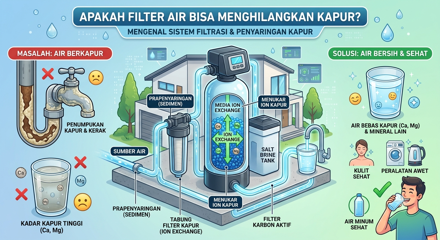 Apakah filter air bisa menghilangkan kapur? Jawabannya bergantung pada jenis filter dan karakteristik air yang digunakan. Tidak semua filter dirancang untuk mengatasi kandungan mineral penyebab air sadah.