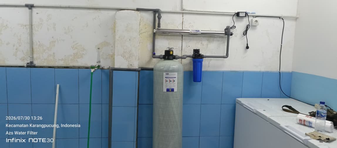 filter air sudah terpasang oleh teknisi AZS Water Filter untuk dapur MBG SPPG di Karangpucung Cilacap guna mendukung kualitas air operasional dapur.