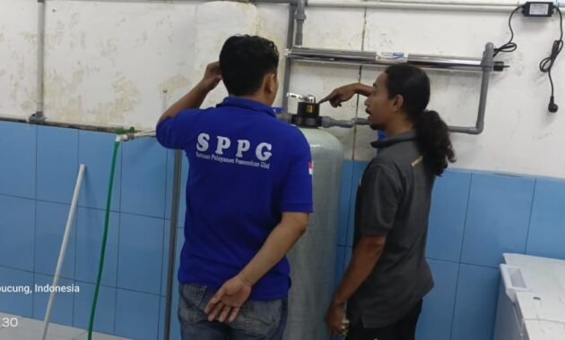 Pemasangan filter air untuk dapur MBG SPPG di Karangpucung Cilacap guna mendukung kualitas air operasional dapur.