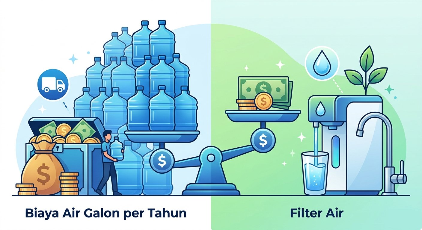 perbandingan biaya air galon dan filter air rumah