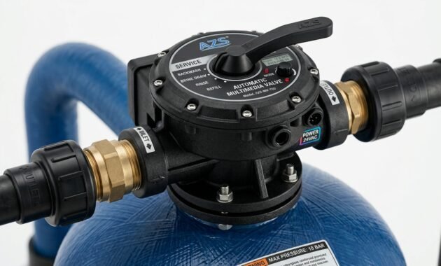 Valve kontrol otomatis presisi pada tabung filter air berkualitas yang anti bocor dan tahan lama.