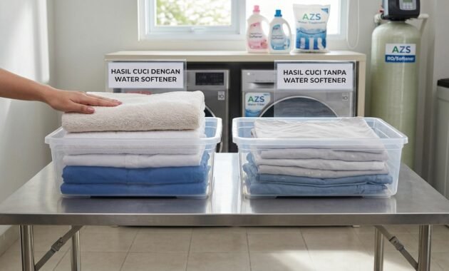 Perbandingan hasil cuci pakaian dengan dan tanpa water softener laundry