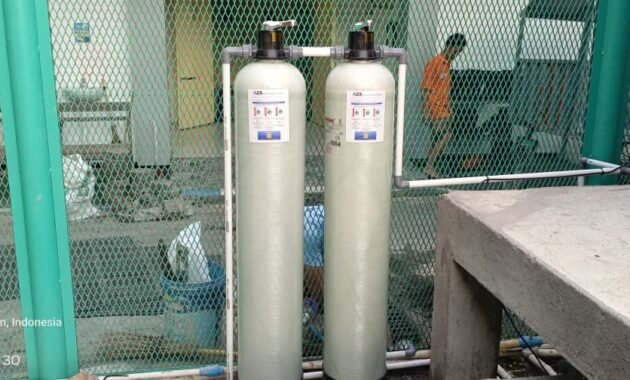 Tabung filter air FRP 1054 terpasang rapi untuk menyaring kotoran air sumur di Rutan Bantul