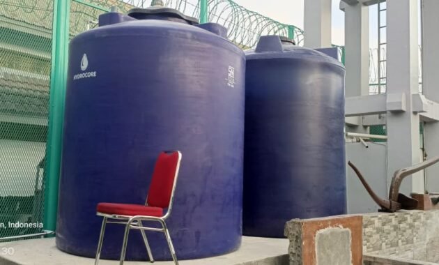 Toren penampungan air sumur kapasitas besar untuk suplai air bersih di Rutan Bantul